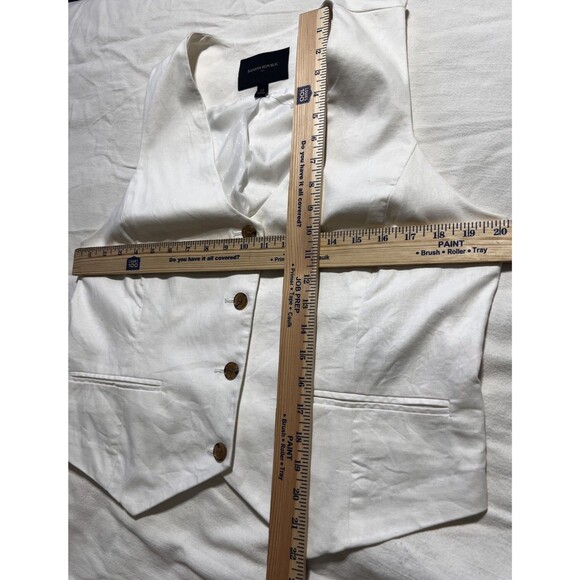 Banana Republic White Linen Cotton Vest Tailored Lined 12 - Picture 11 of 13
